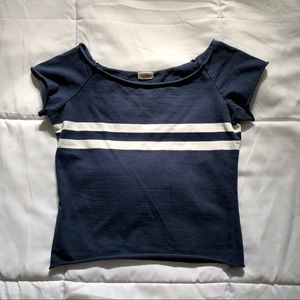 Brandy Melville navy and white rin crop top